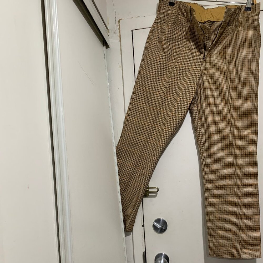 VINTAGE WONDER CREASE WOOL PLAID PANTS ZIE 34